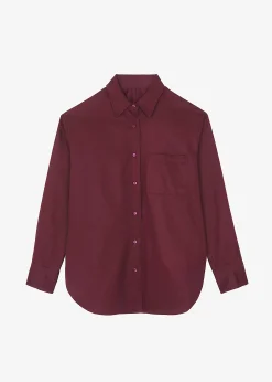 The Frankie Shop Lui Twill Overshirt Burgundy Hot