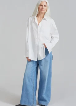 The Frankie Shop Lui White Shirt White Stripe New