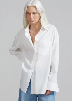 The Frankie Shop Lui White Shirt White Stripe New