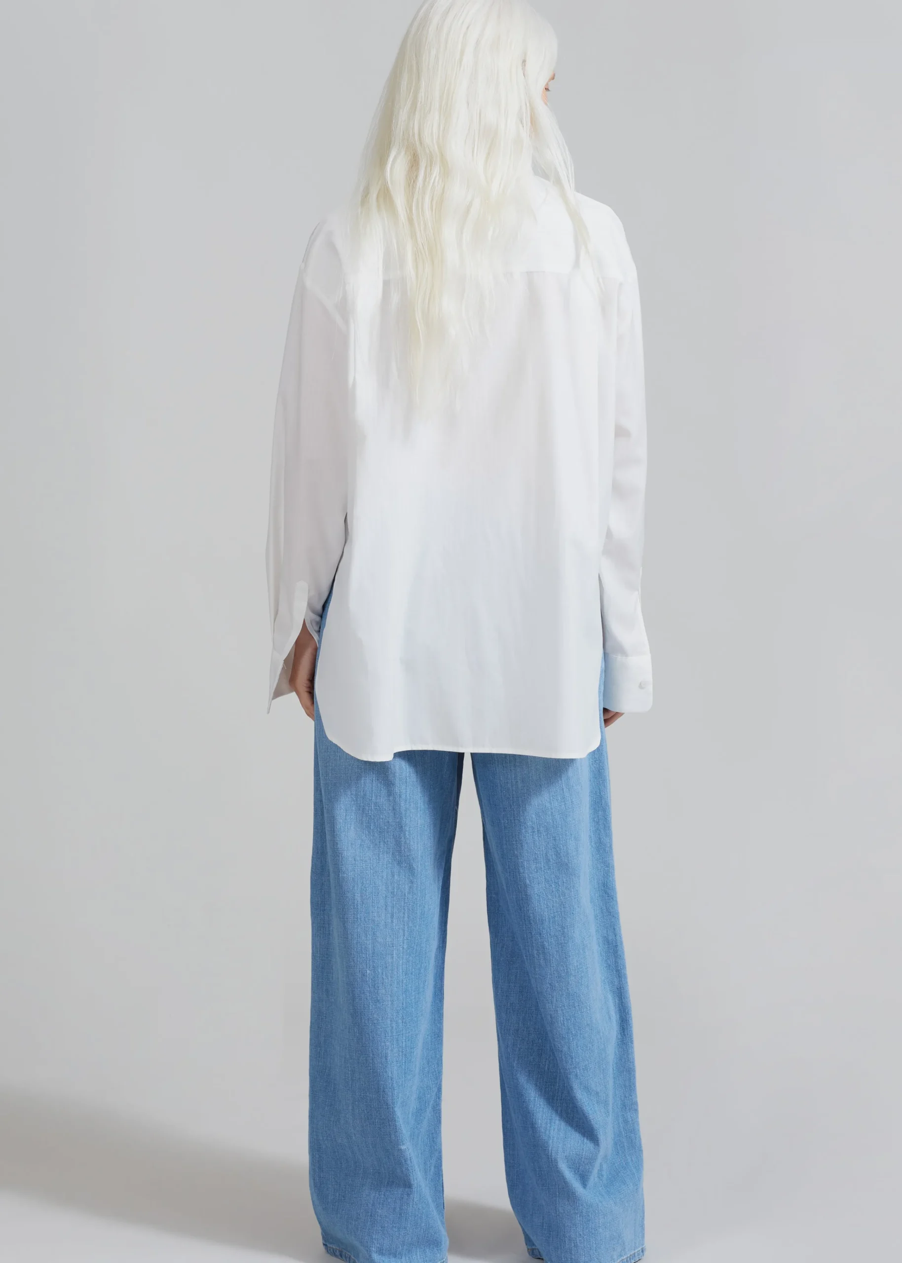 The Frankie Shop Lui White Shirt White Stripe New