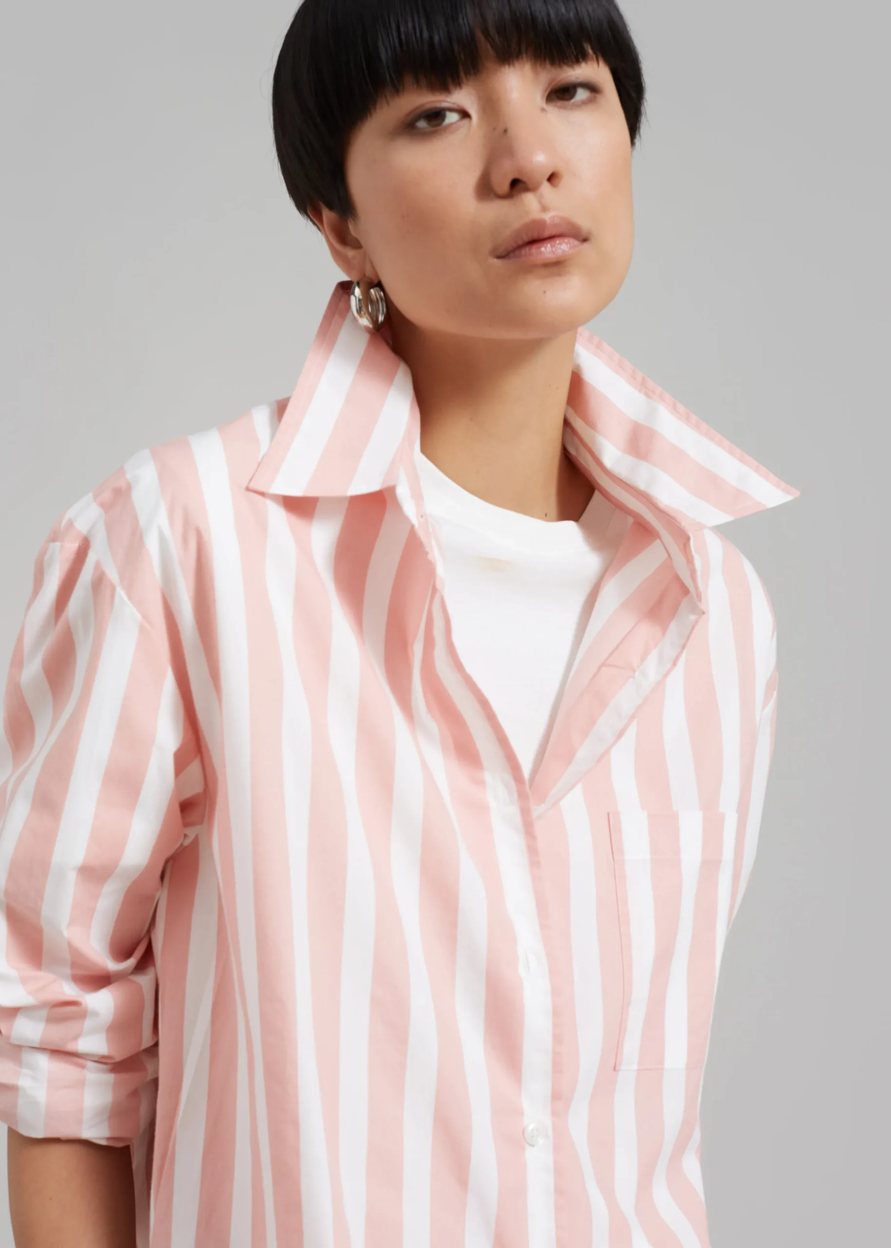 The Frankie Shop Lui Wide Stripes Shirt Pink Online