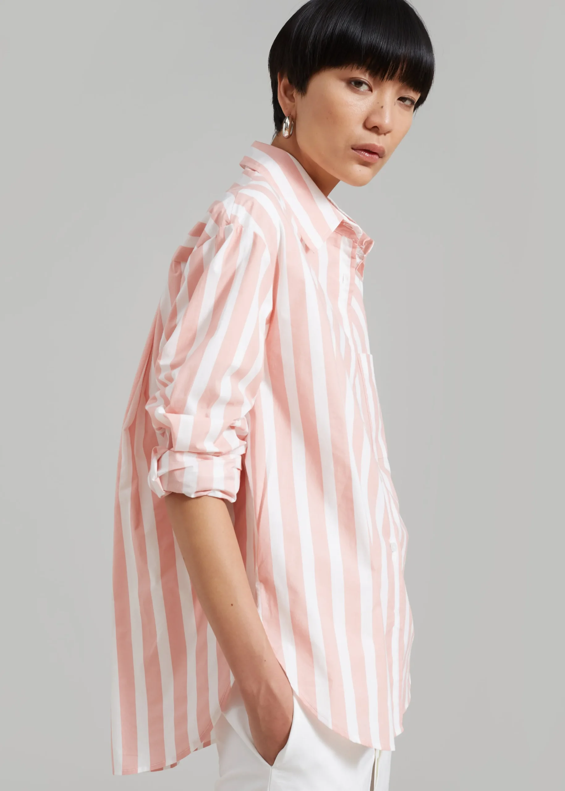 The Frankie Shop Lui Wide Stripes Shirt Pink Online