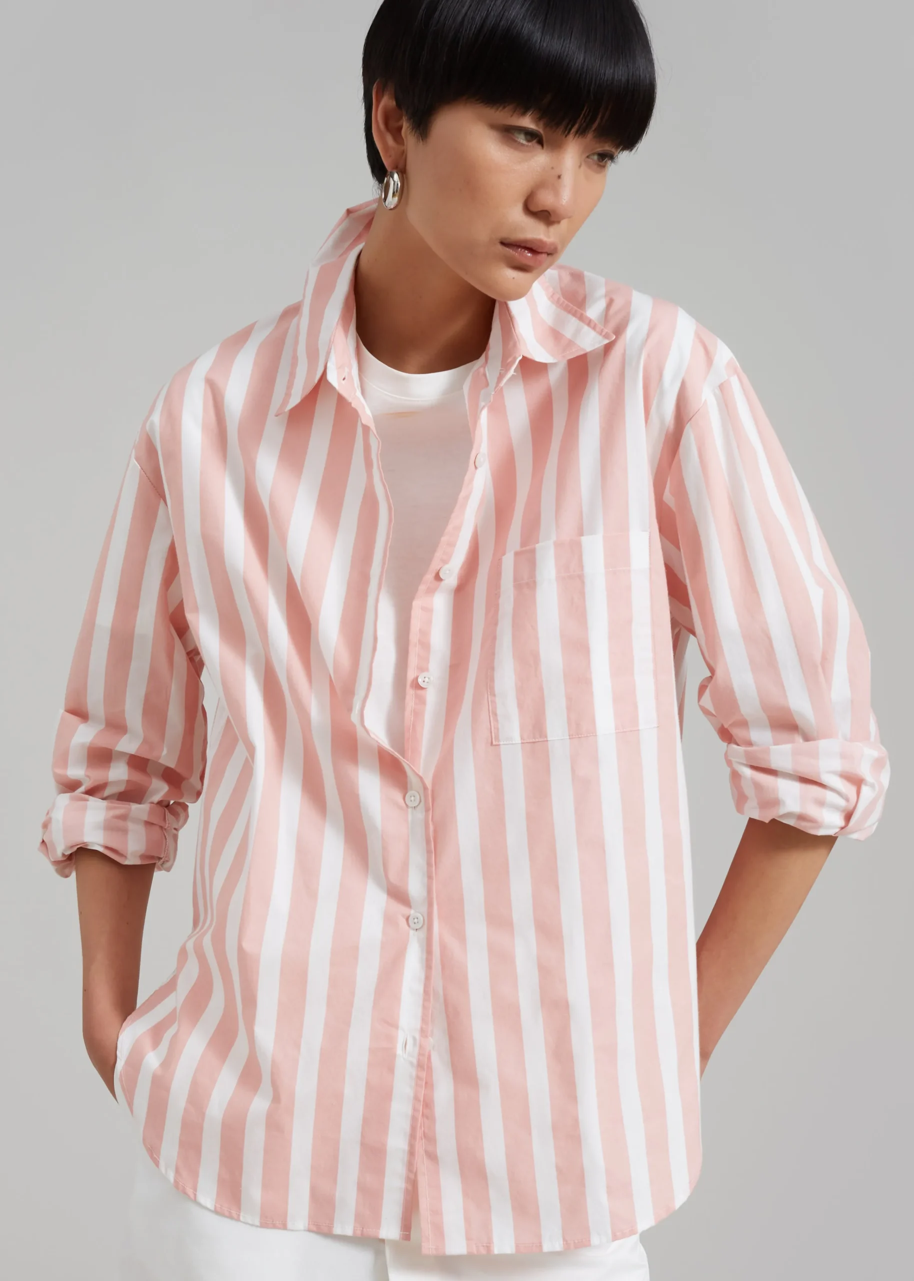 The Frankie Shop Lui Wide Stripes Shirt Pink Online