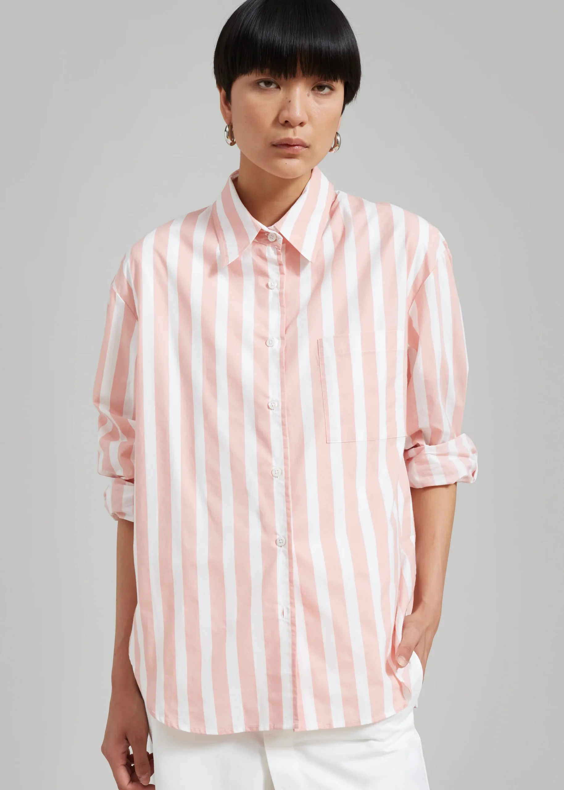 The Frankie Shop Lui Wide Stripes Shirt Pink Online