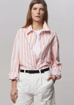 The Frankie Shop Lui Wide Stripes Shirt Pink Online