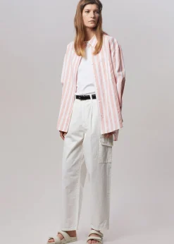 The Frankie Shop Lui Wide Stripes Shirt Pink Online