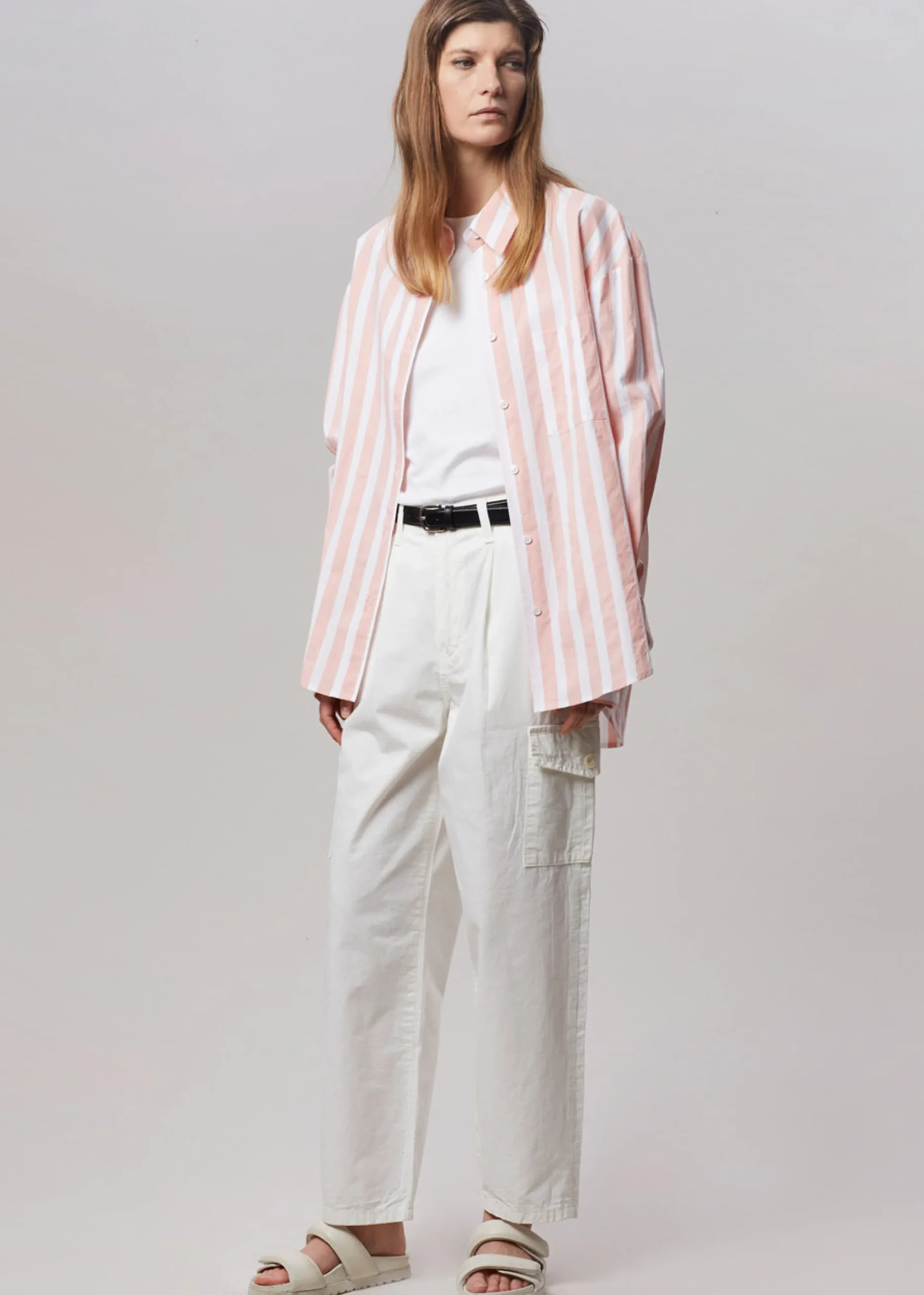 The Frankie Shop Lui Wide Stripes Shirt Pink Online
