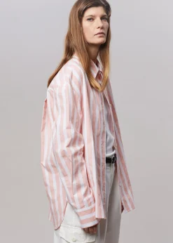 The Frankie Shop Lui Wide Stripes Shirt Pink Online