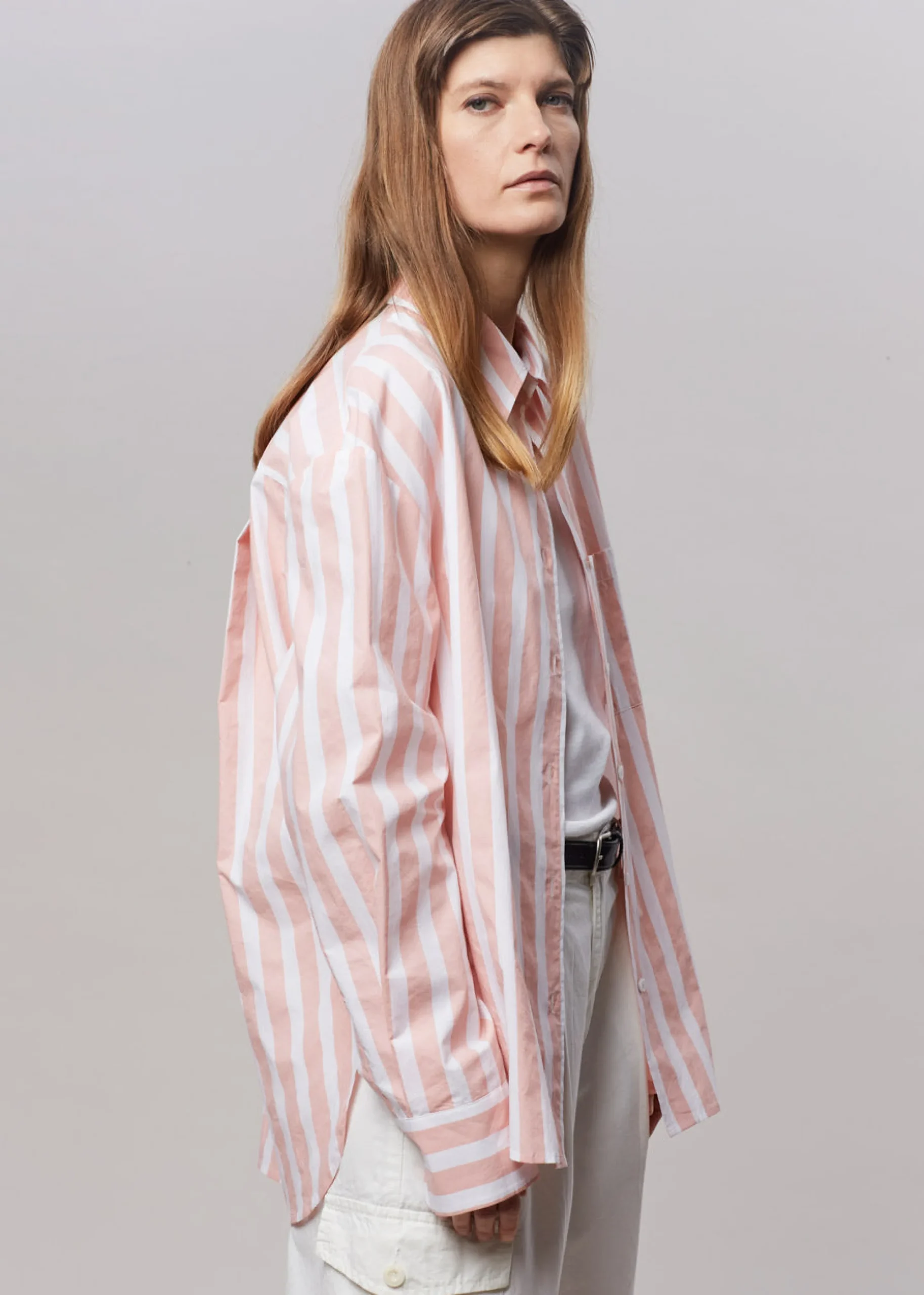 The Frankie Shop Lui Wide Stripes Shirt Pink Online