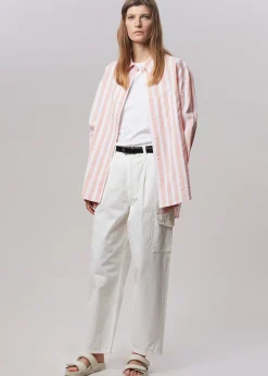 The Frankie Shop Lui Wide Stripes Shirt Pink Online