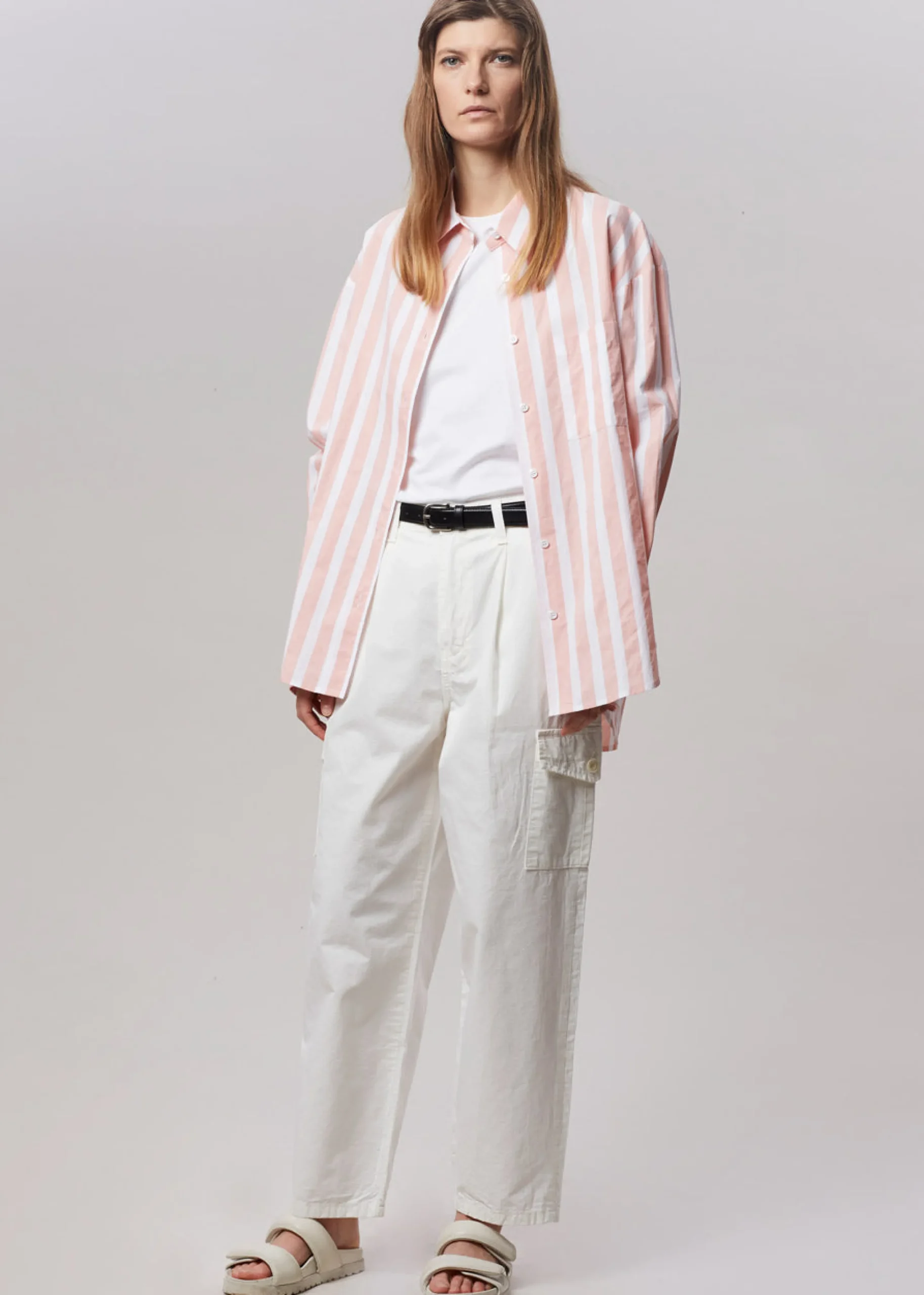 The Frankie Shop Lui Wide Stripes Shirt Pink Online
