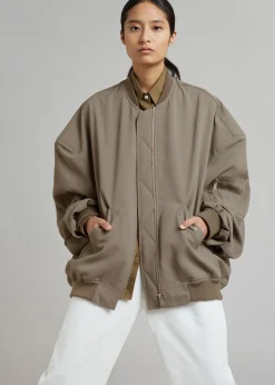 The Frankie Shop Lumi Bomber Jacket Dark Olive Clearance