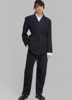 The Frankie Shop Lunat Belted Blazer Dark Navy Online