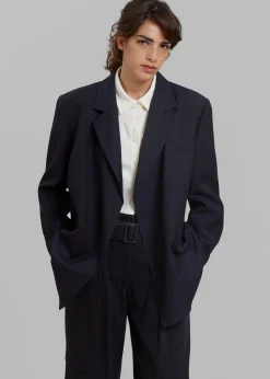 The Frankie Shop Lunat Belted Blazer Dark Navy Online