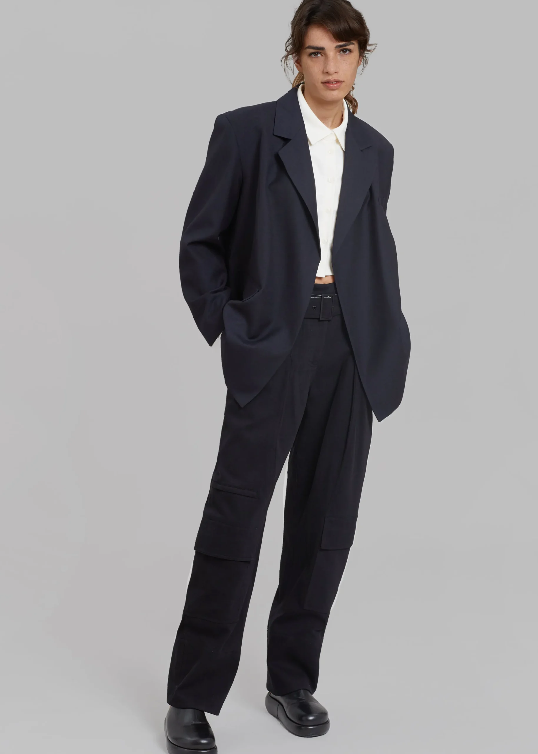 The Frankie Shop Lunat Belted Blazer Dark Navy Online