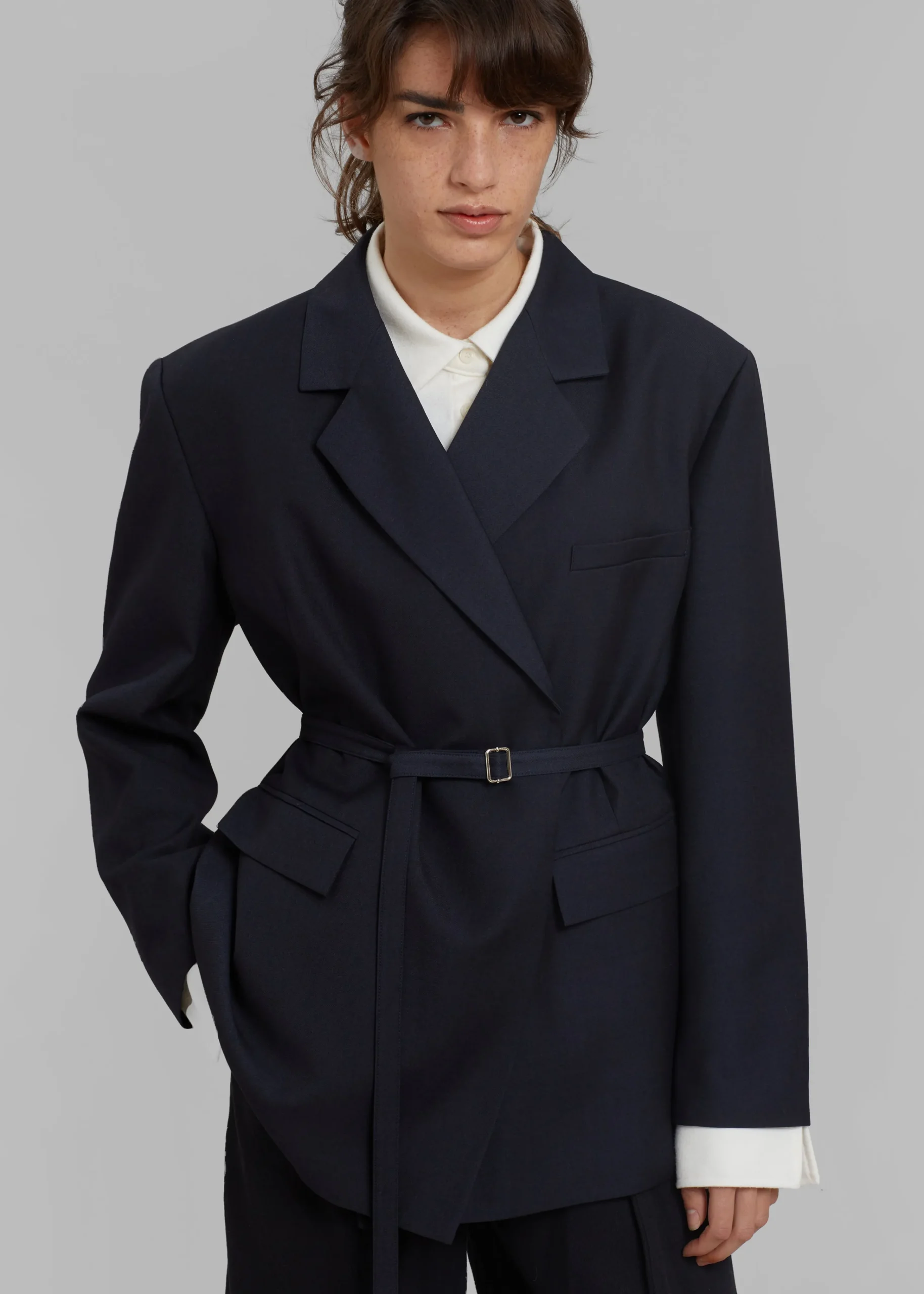 The Frankie Shop Lunat Belted Blazer Dark Navy Online