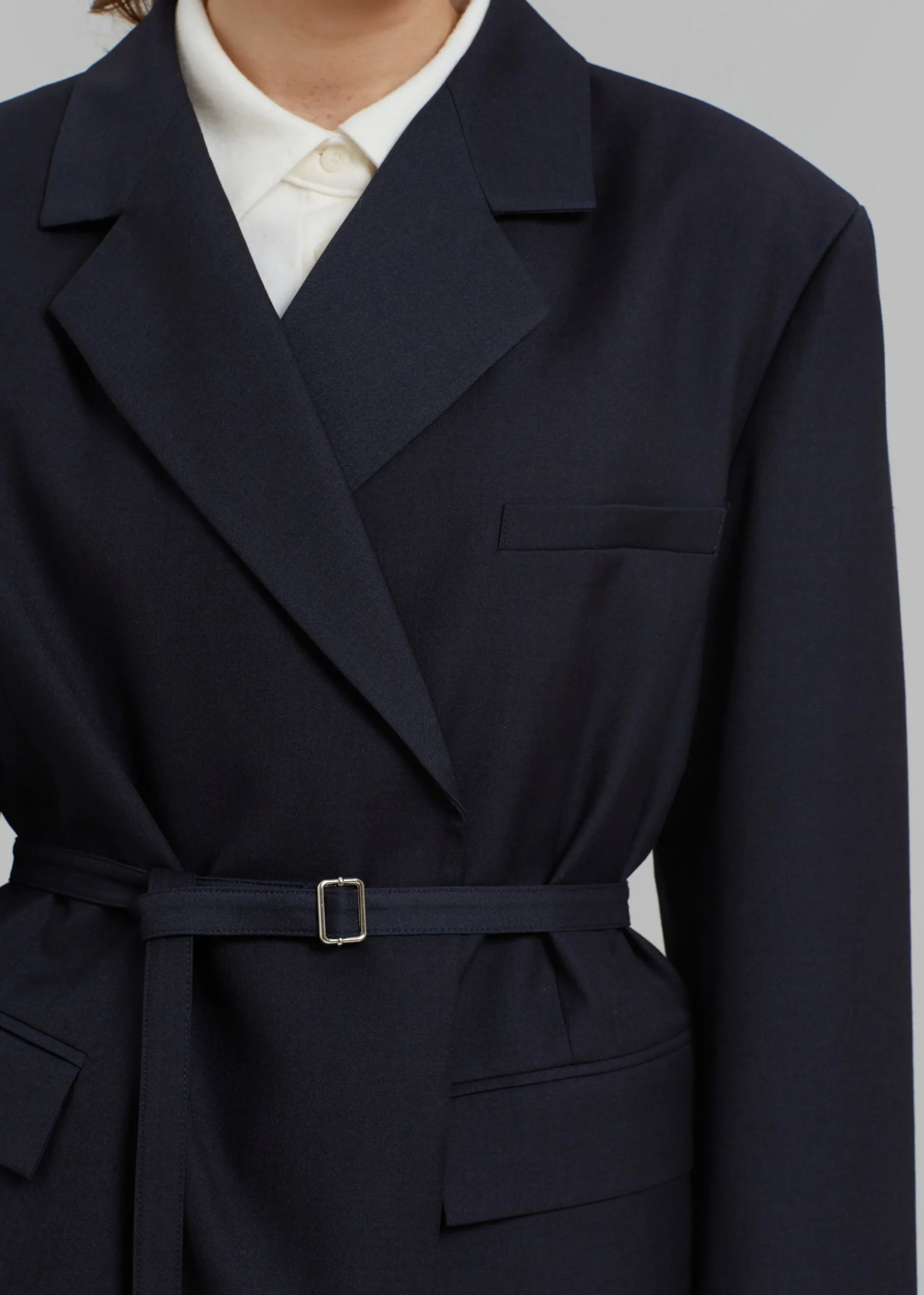 The Frankie Shop Lunat Belted Blazer Dark Navy Online