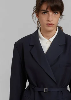 The Frankie Shop Lunat Belted Blazer Dark Navy Online