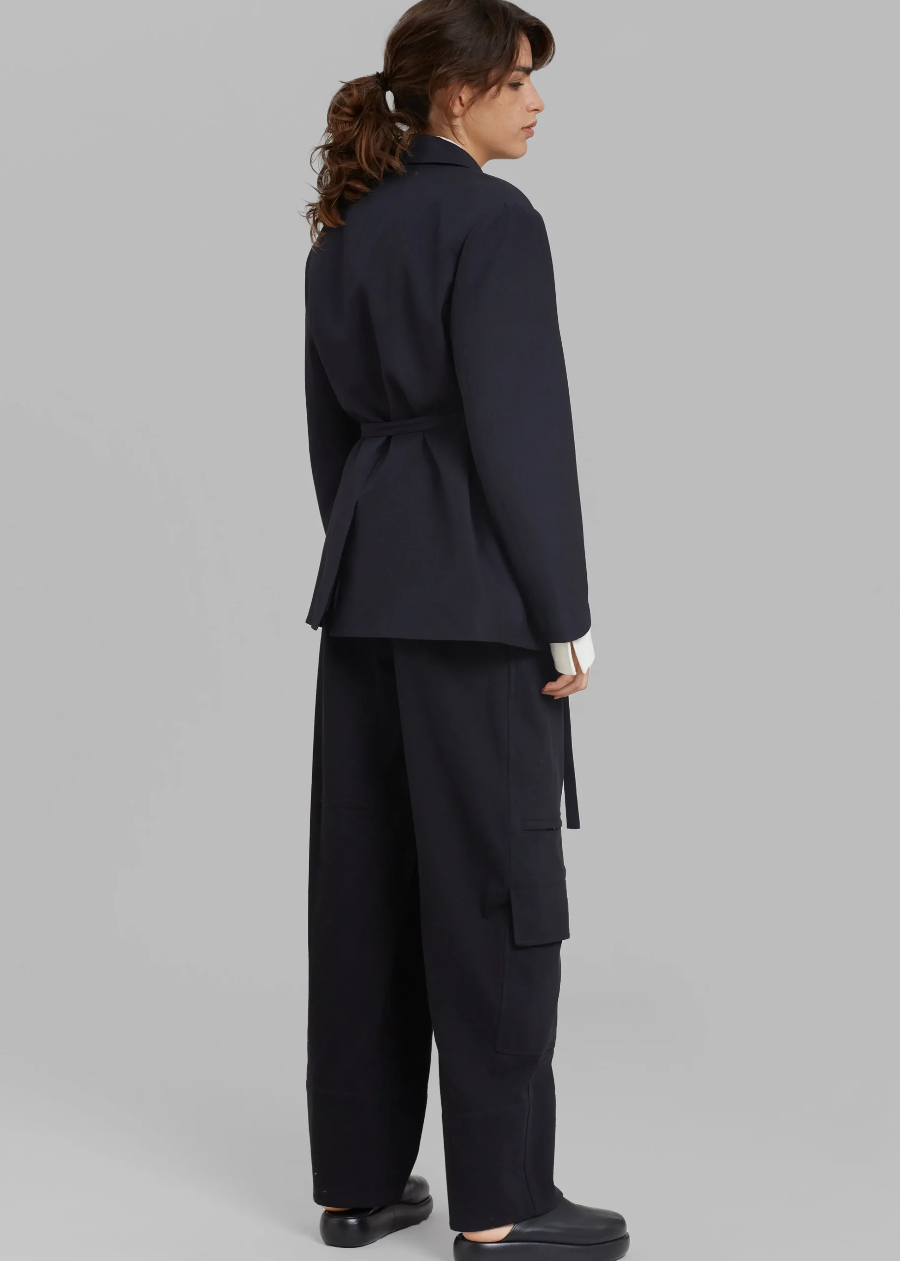 The Frankie Shop Lunat Belted Blazer Dark Navy Online