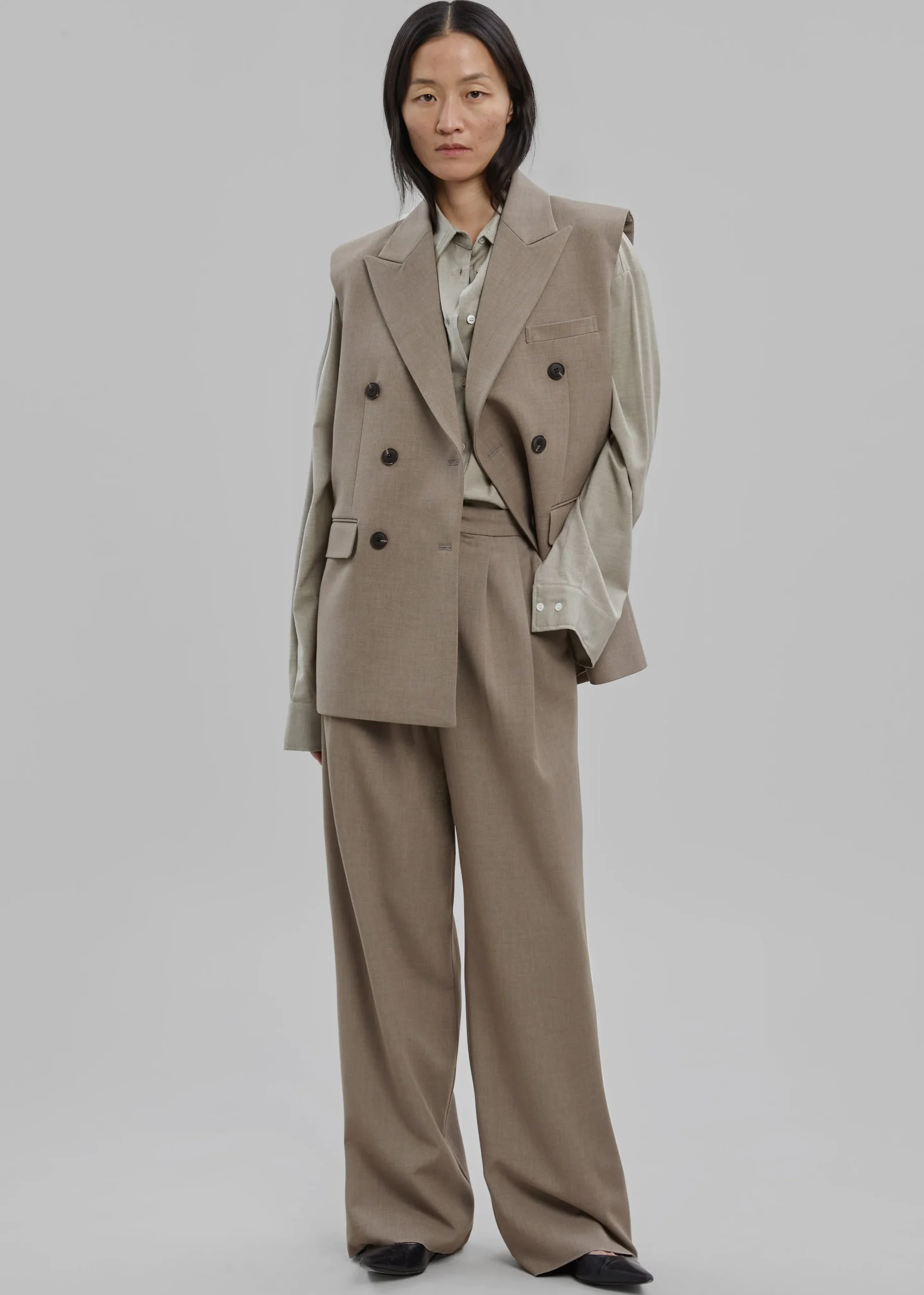 The Frankie Shop Luxor Double Breasted Vest Taupe Hot