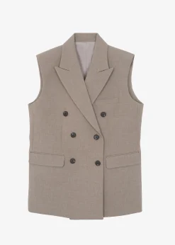 The Frankie Shop Luxor Double Breasted Vest Taupe Hot