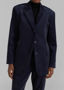 The Frankie Shop Lydian Corduroy Blazer Navy