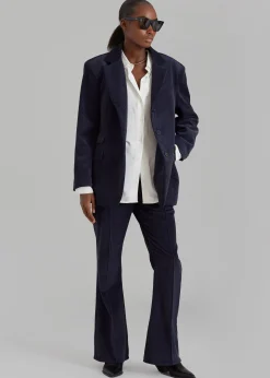 The Frankie Shop Lydian Corduroy Blazer Navy