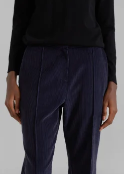 The Frankie Shop Lydian Corduroy Flare Pants Navy