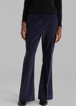 The Frankie Shop Lydian Corduroy Flare Pants Navy