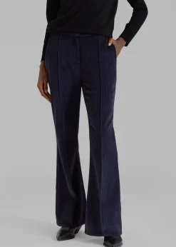 The Frankie Shop Lydian Corduroy Flare Pants Navy