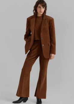 The Frankie Shop Lydian Corduroy Flare Pants Brown New