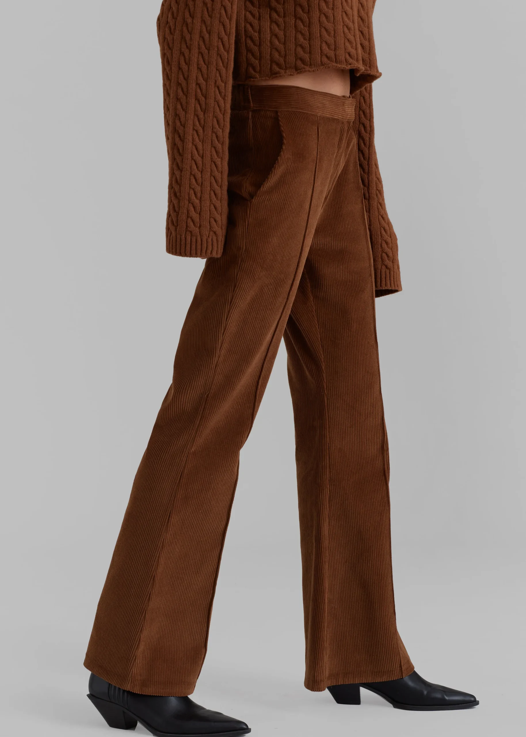 The Frankie Shop Lydian Corduroy Flare Pants Brown New