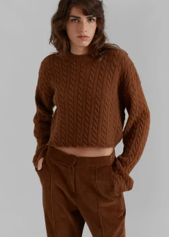 The Frankie Shop Lydian Corduroy Flare Pants Brown New
