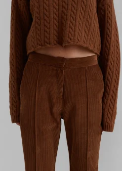 The Frankie Shop Lydian Corduroy Flare Pants Brown New