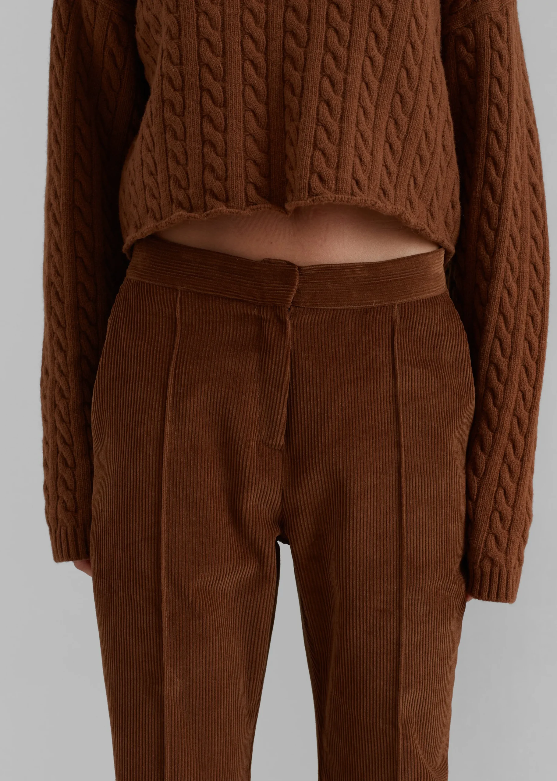 The Frankie Shop Lydian Corduroy Flare Pants Brown New