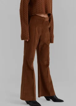 The Frankie Shop Lydian Corduroy Flare Pants Brown New