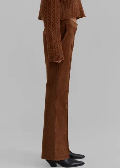 The Frankie Shop Lydian Corduroy Flare Pants Brown New