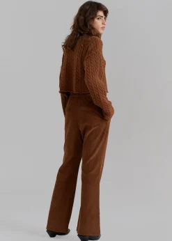The Frankie Shop Lydian Corduroy Flare Pants Brown New