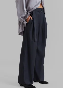 The Frankie Shop Lyxe Belted Pants Charcoal Clearance