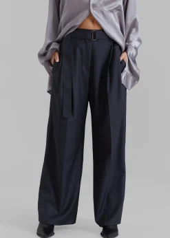 The Frankie Shop Lyxe Belted Pants Charcoal Clearance