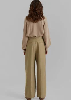 The Frankie Shop Lyxe Belted Pants Taupe Hot