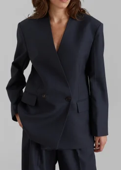 The Frankie Shop Lyxe Collarless Blazer Charcoal Discount