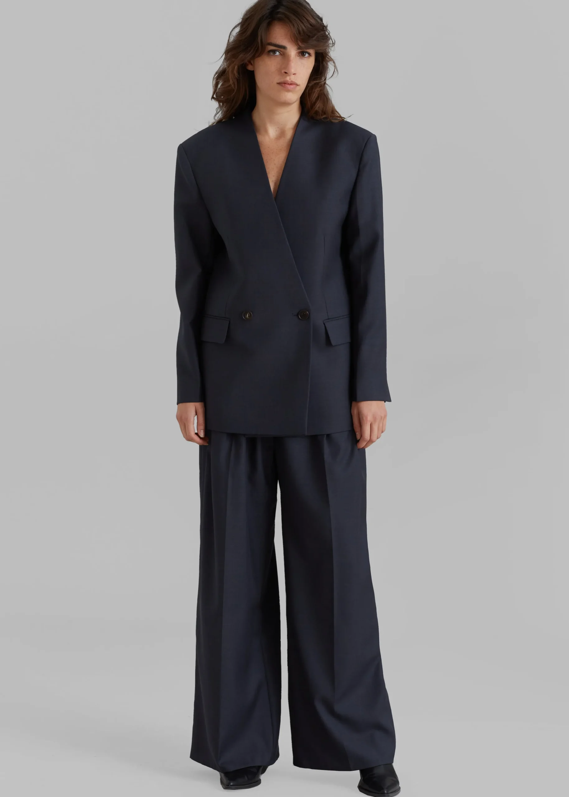 The Frankie Shop Lyxe Collarless Blazer Charcoal Discount