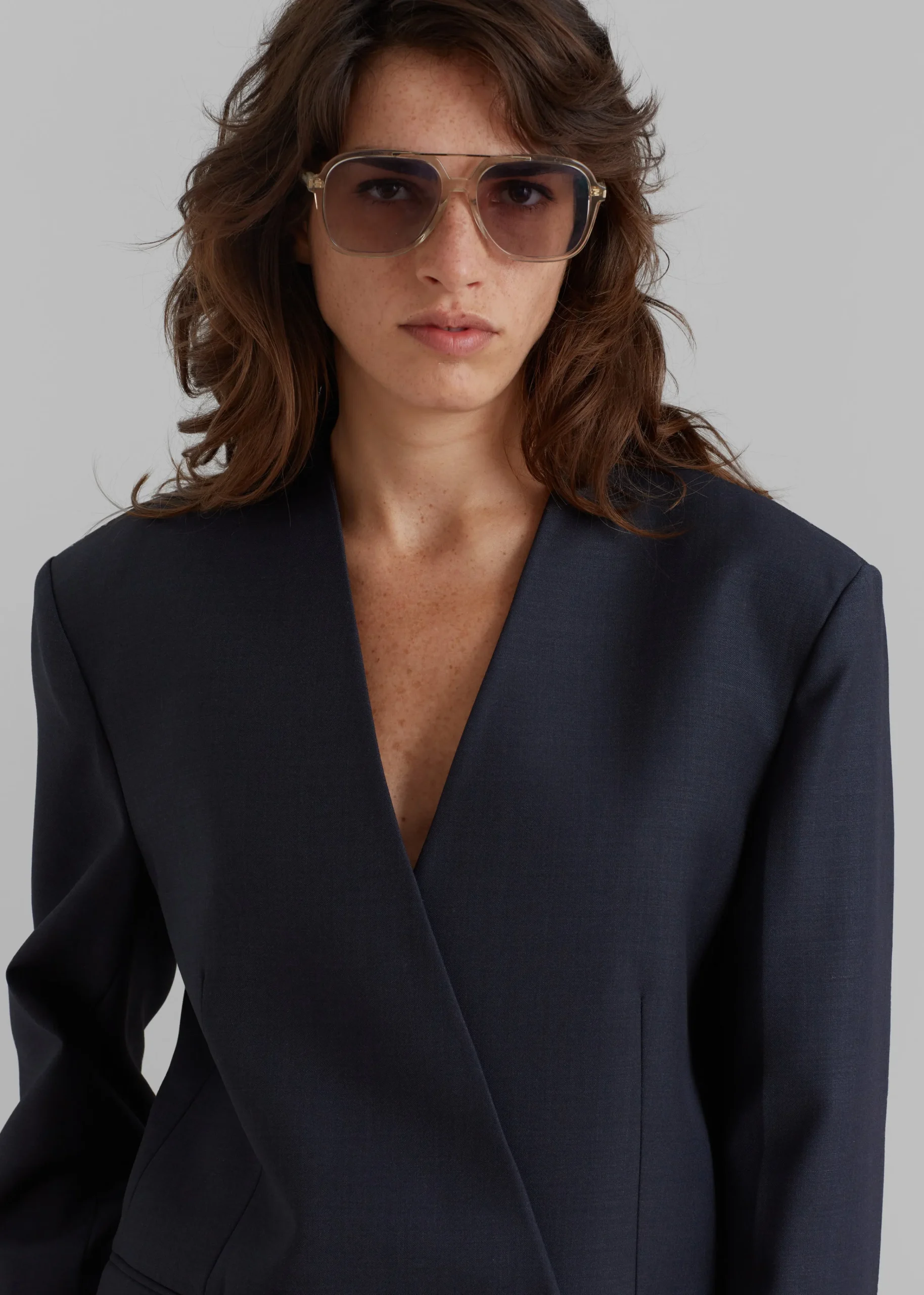 The Frankie Shop Lyxe Collarless Blazer Charcoal Discount