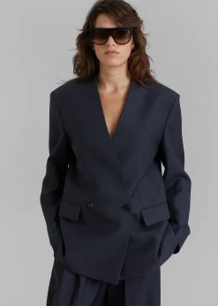 The Frankie Shop Lyxe Collarless Blazer Charcoal Discount