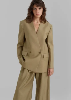 The Frankie Shop Lyxe Collarless Blazer Taupe Outlet