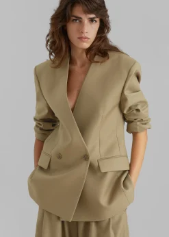 The Frankie Shop Lyxe Collarless Blazer Taupe Outlet