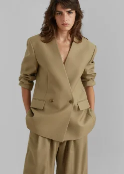 The Frankie Shop Lyxe Collarless Blazer Taupe Outlet