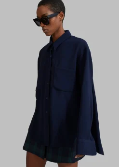 The Frankie Shop Macie Pocket Shirt Navy Outlet