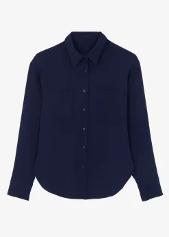 The Frankie Shop Macie Pocket Shirt Navy Outlet